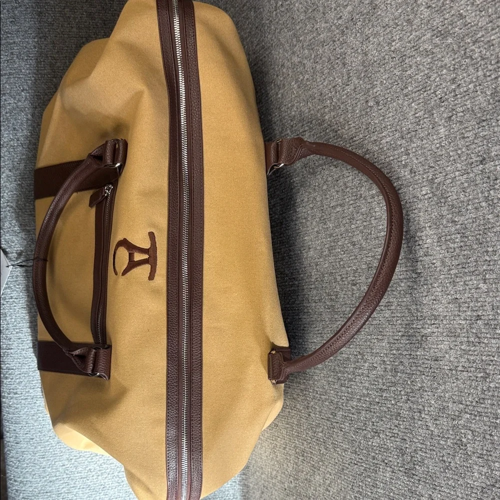 Brouk & Company Canvas Duffel with Brown Faux Leather Trim Shoulder Strap NEW